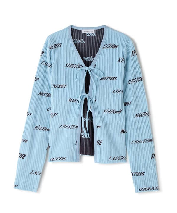 MAISON SPECIAL/Logo Jacquard Velor Rib Cardigan