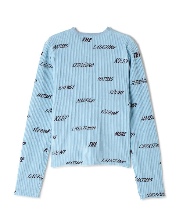 MAISON SPECIAL/Logo Jacquard Velor Rib Cardigan