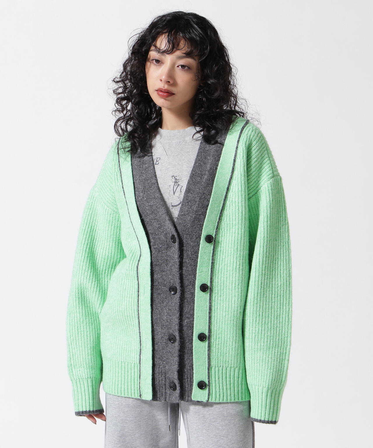 MAISON SPECIAL/Double Color Layered Knit Cardigan