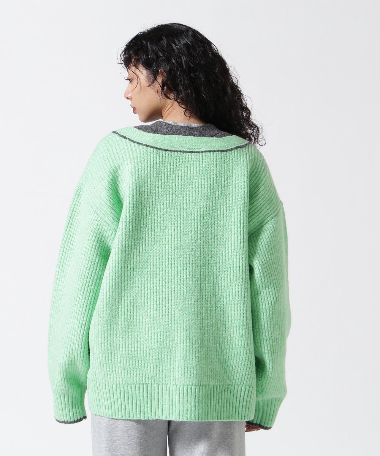 MAISON SPECIAL/Double Color Layered Knit Cardigan