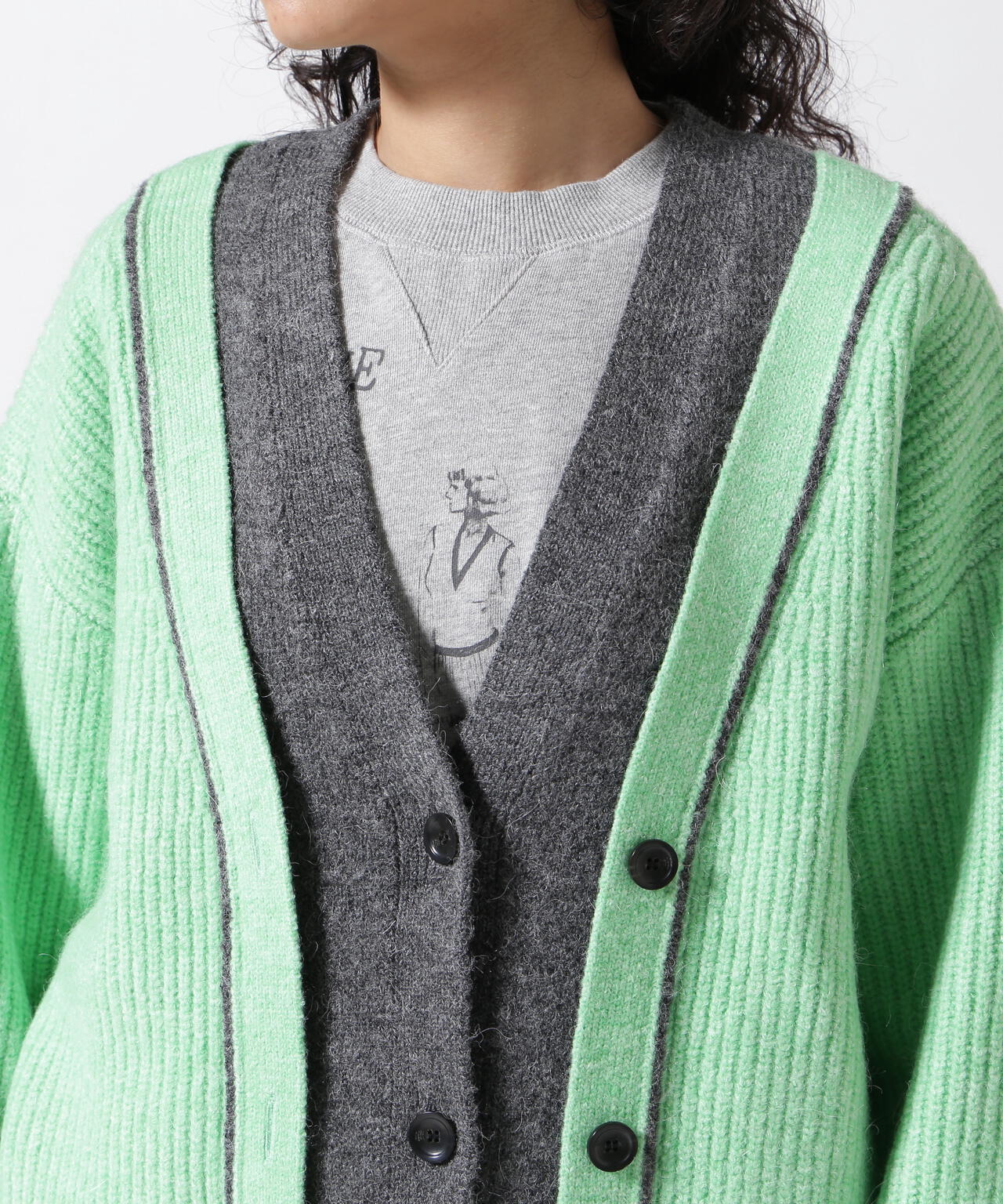 MAISON SPECIAL/Double Color Layered Knit Cardigan