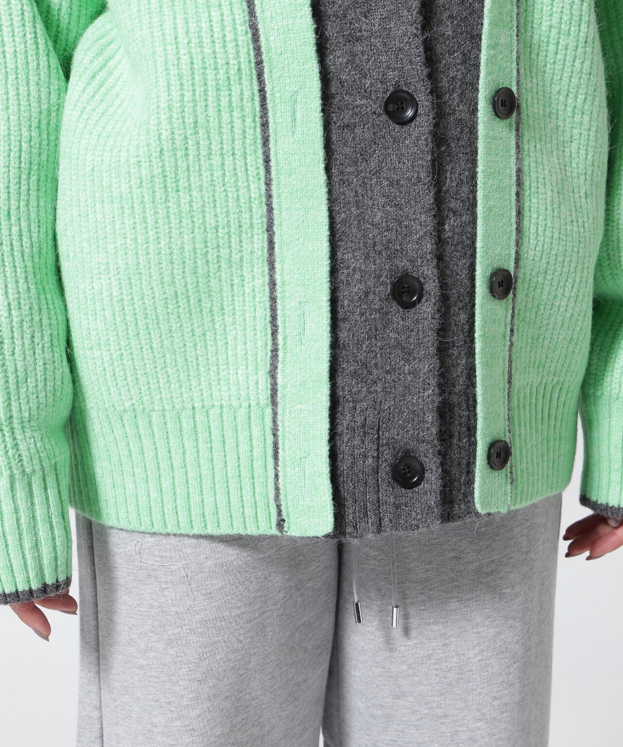 MAISON SPECIAL/Double Color Layered Knit Cardigan