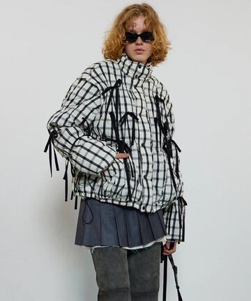 MAISON SPECIAL/2way Checkered Ribbon Puffer Jacket