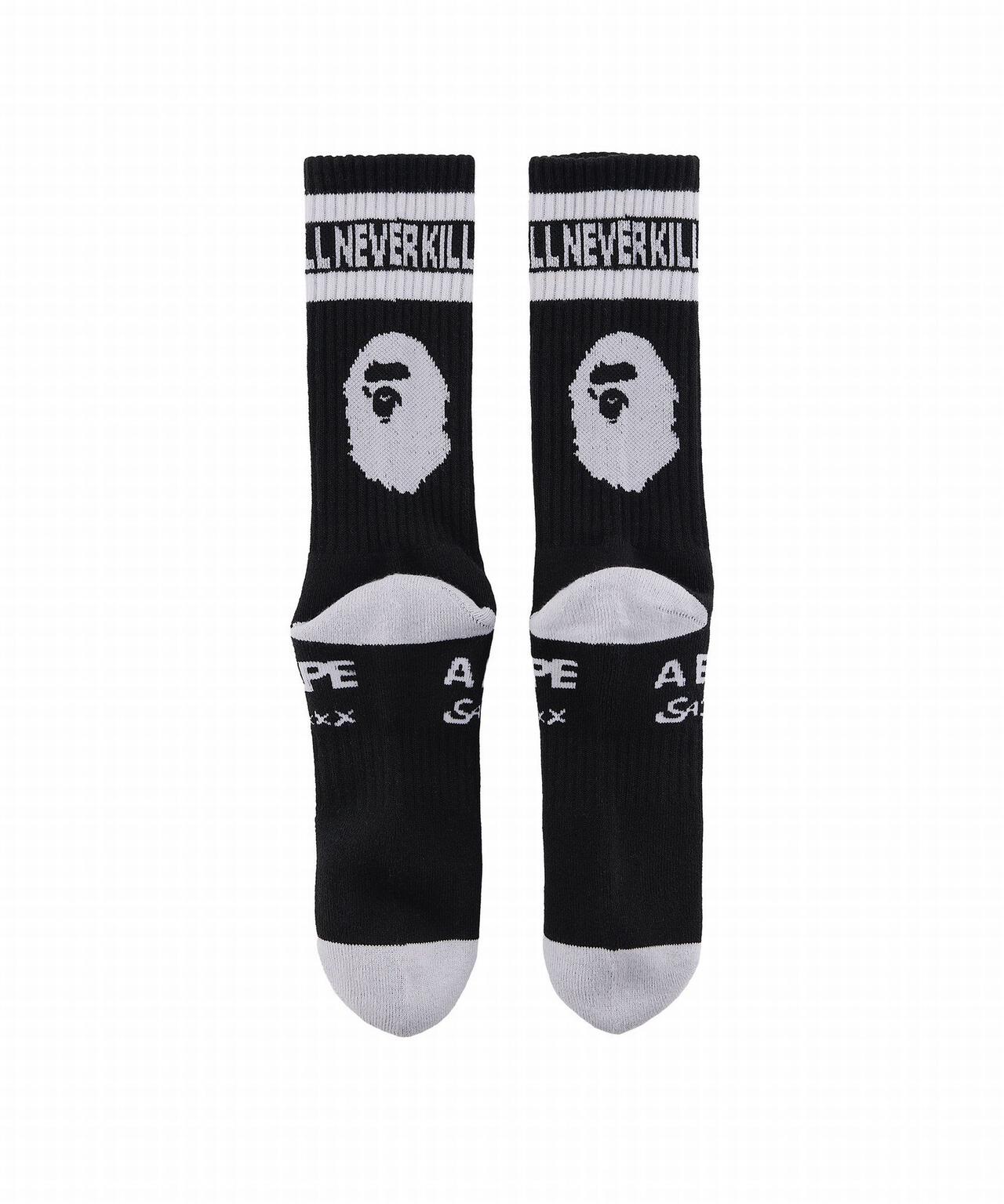 SAINT MICHAEL/セントマイケル×ア・ベイシング・エイプ/SOCKS/APE/BLACK