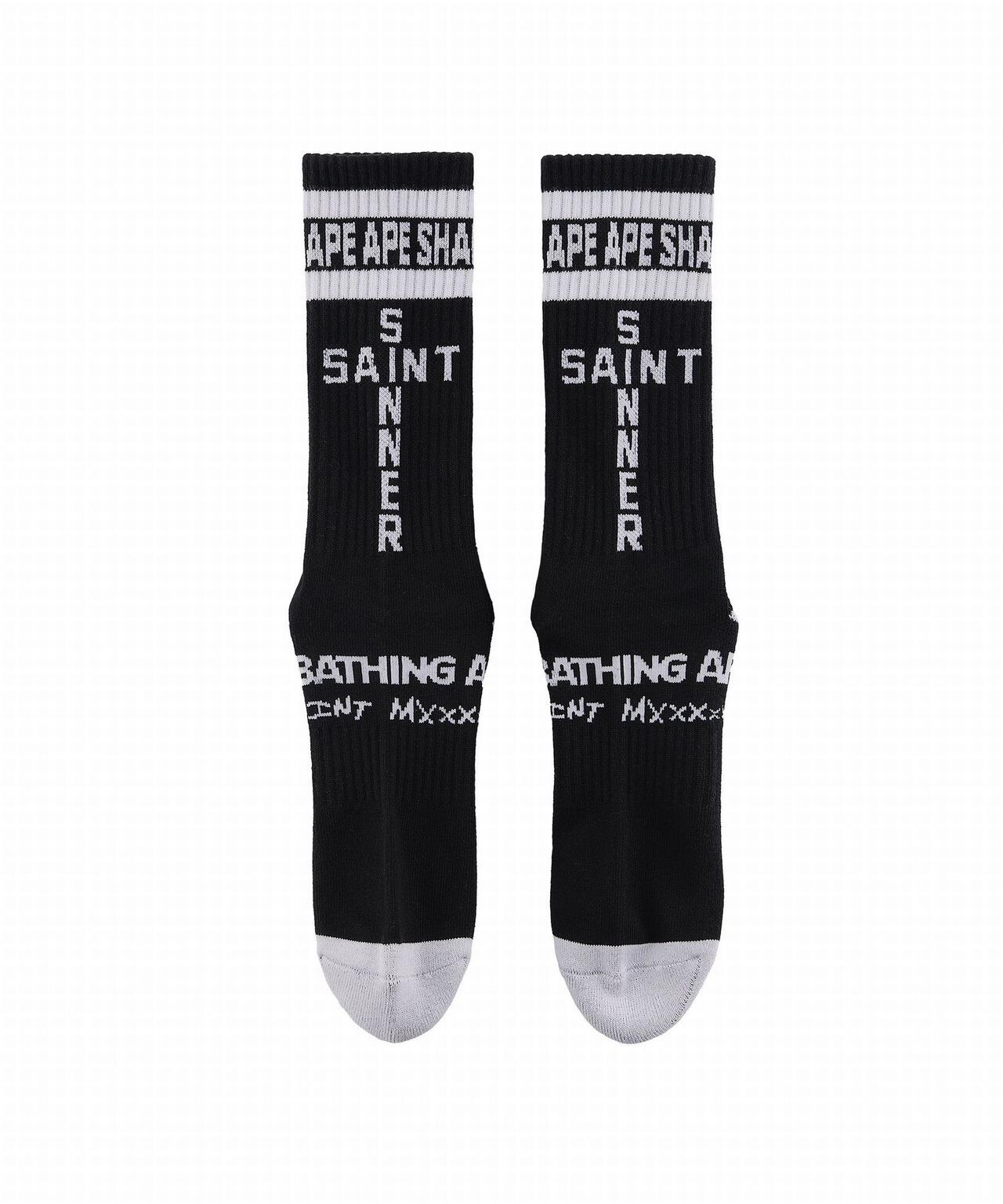 SAINT MICHAEL/セントマイケル×ア・ベイシング・エイプ/SOCKS/APE/BLACK