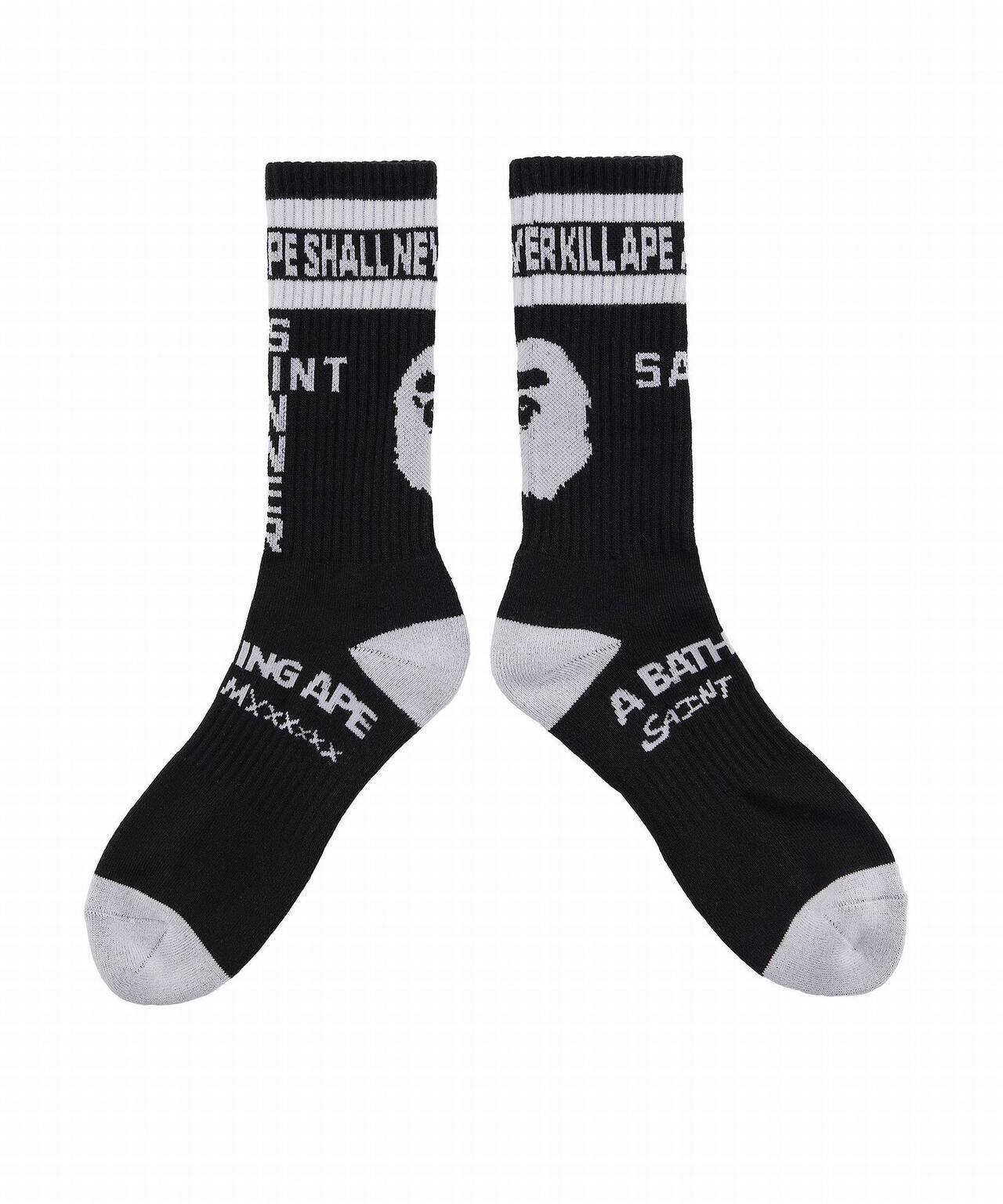 SAINT MICHAEL/セントマイケル×ア・ベイシング・エイプ/SOCKS/APE/BLACK