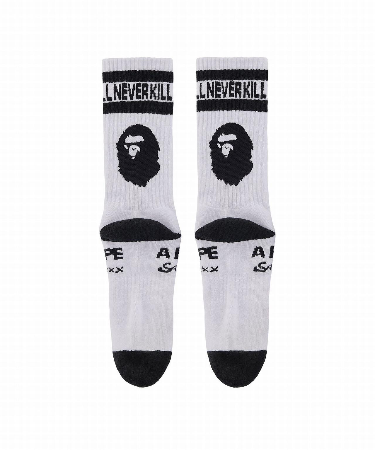 SAINT MICHAEL/セントマイケル×ア・ベイシング・エイプ/SOCKS/APE/WHITE