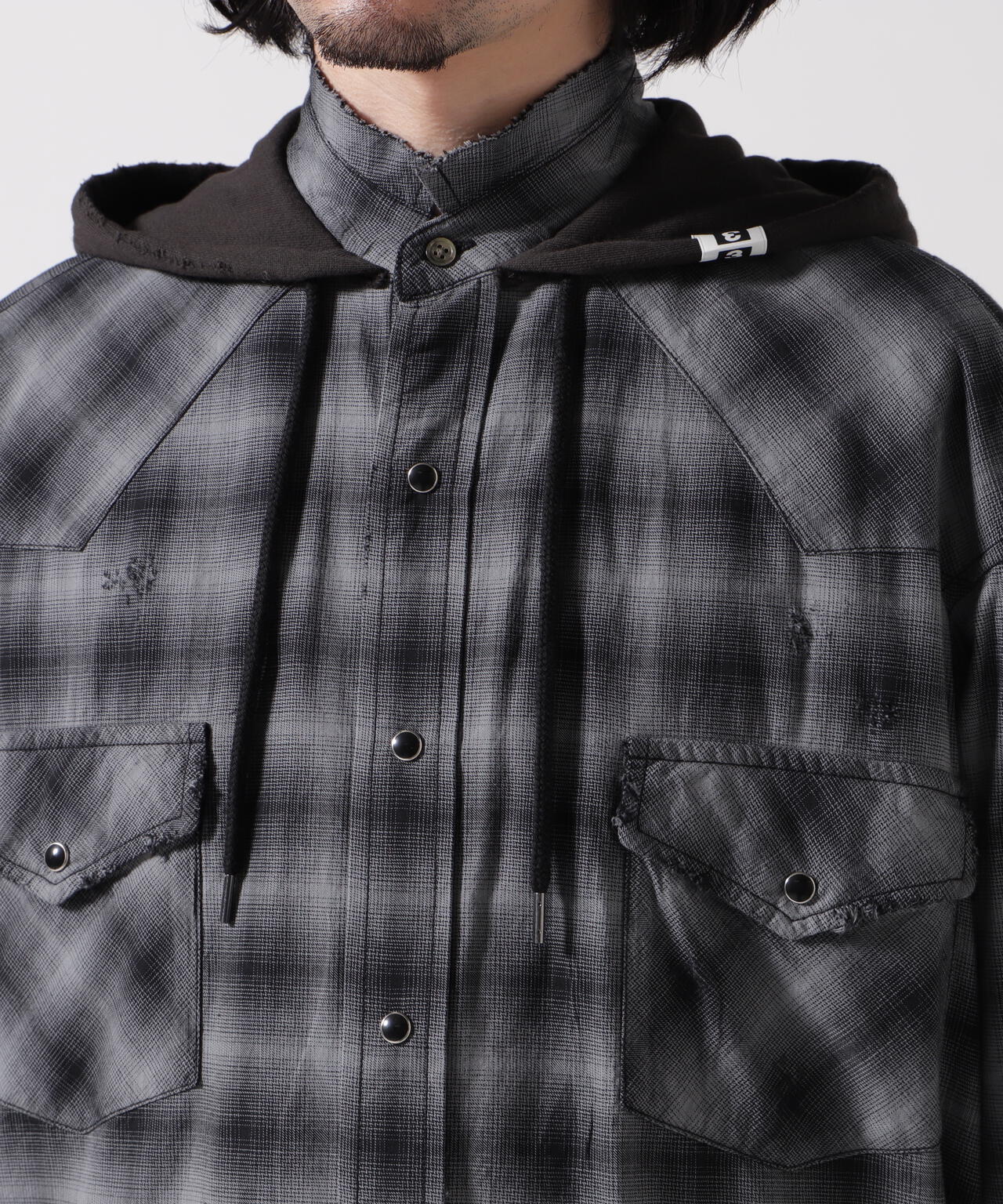 Maison MIHARAYASUHIRO/メゾン ミハラヤスヒロ/Hoodie Combine Checkered Shirt