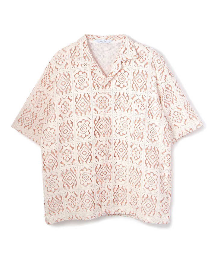 Sasquatchfabrix./KNIT LACE OPEN COLLAR H/S SHIRT | GARDEN