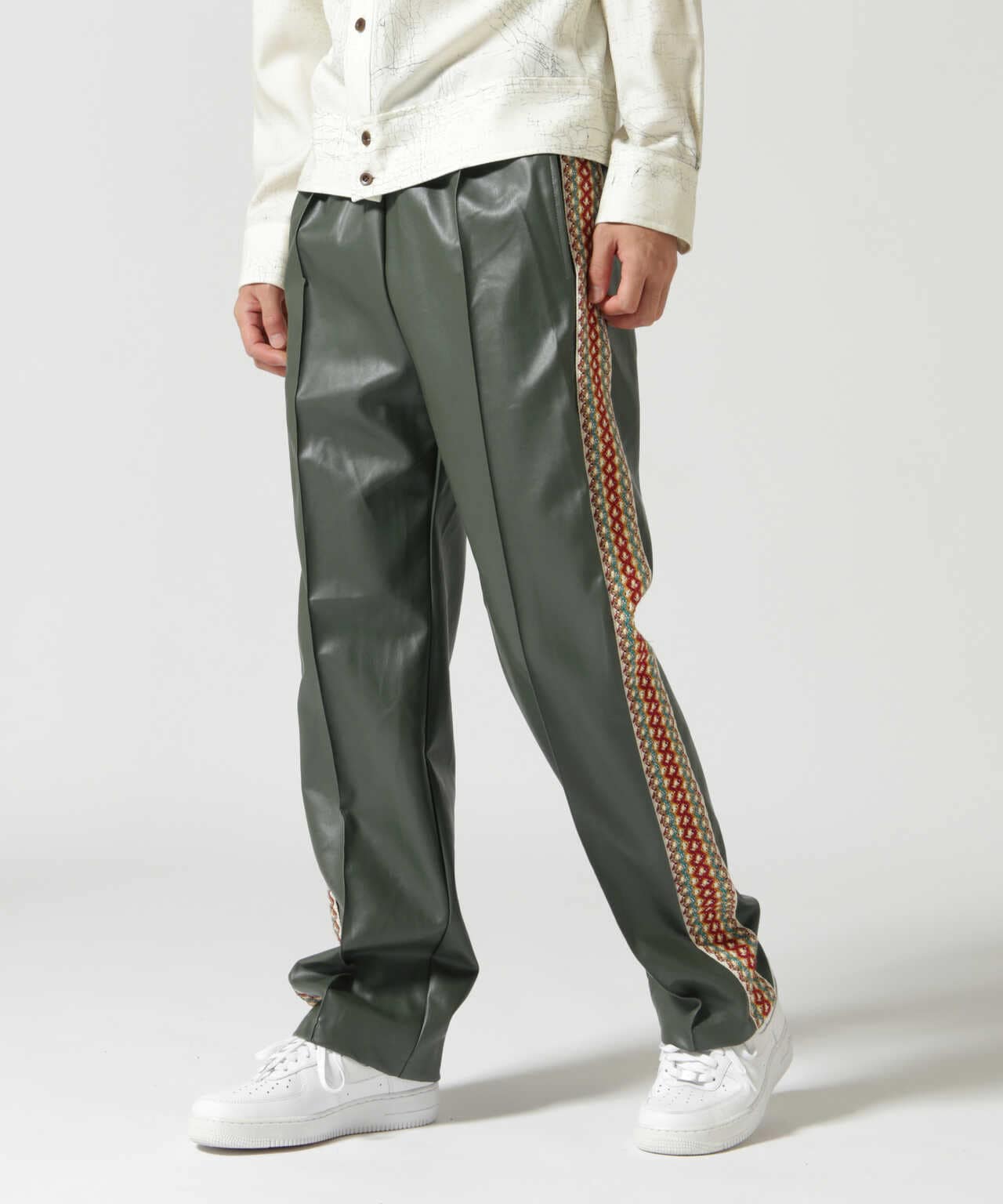 Toironier/トワロニエ/Synthetic Leather Side Line Truck Pants 