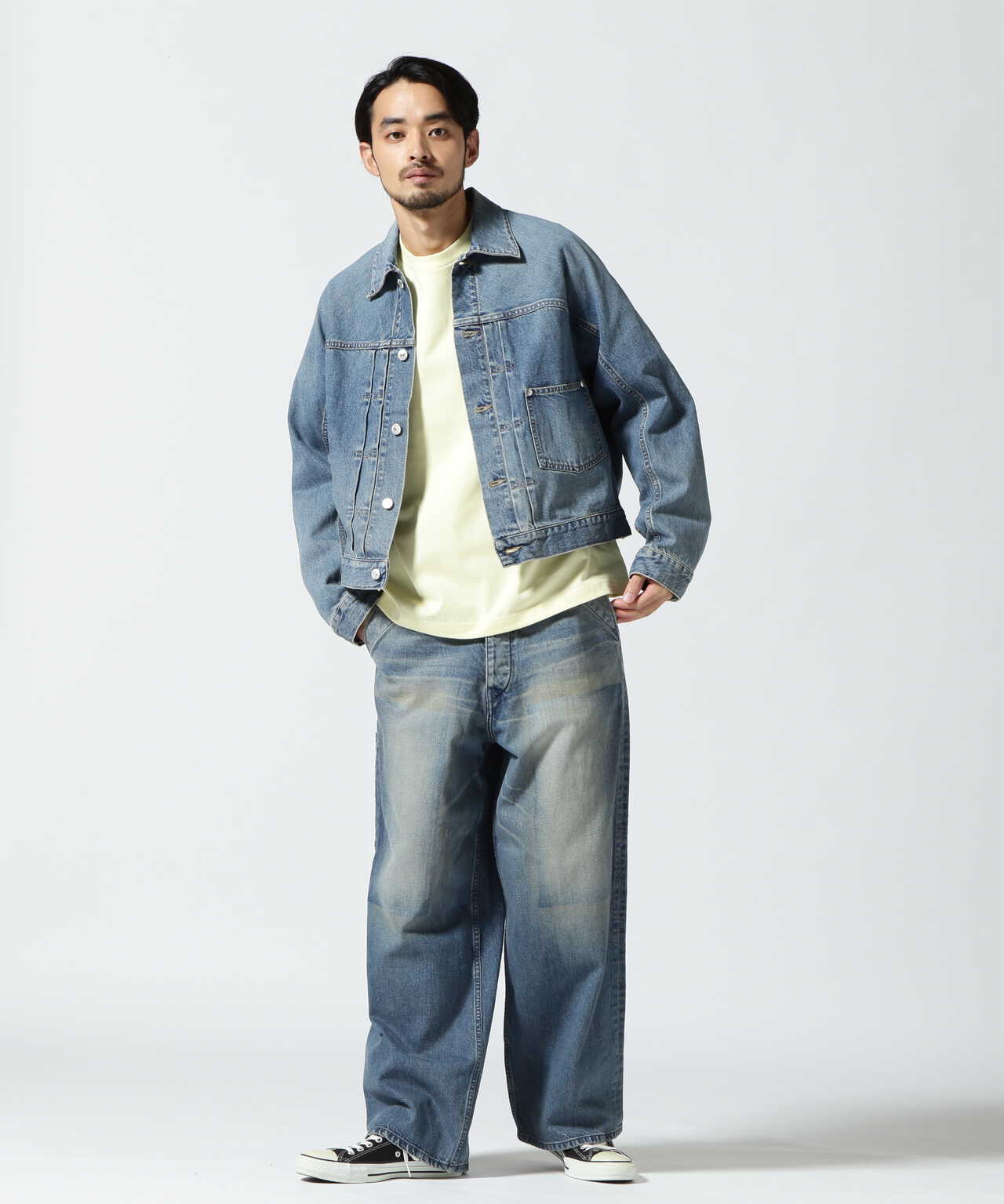 URU TOKYO ウル トーキョー 22AW PAINTER PANTS TYPE B ボタンフライペインターワイドデニムロングパンツ インディゴ 22FCD03B