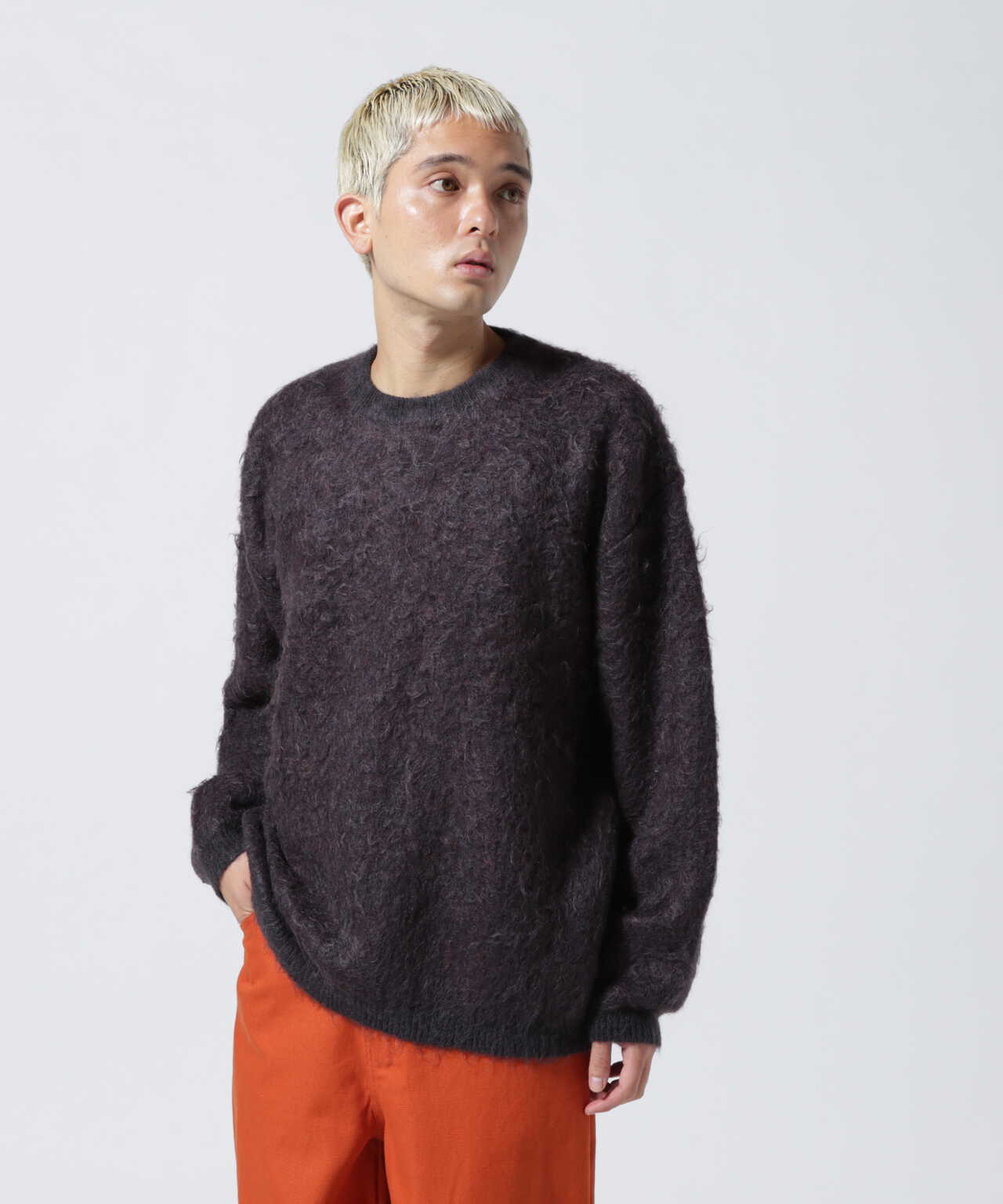 YOKE 4COLOR MIX JACQUARD MOHIAR CREWNECK | hartwellspremium.com