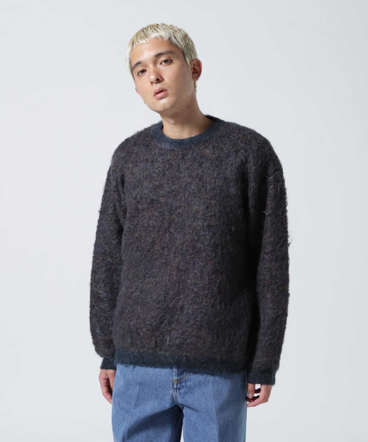 ニットYOKE 4COLOR MIX JACQUARD MOHIAR CREWNECK