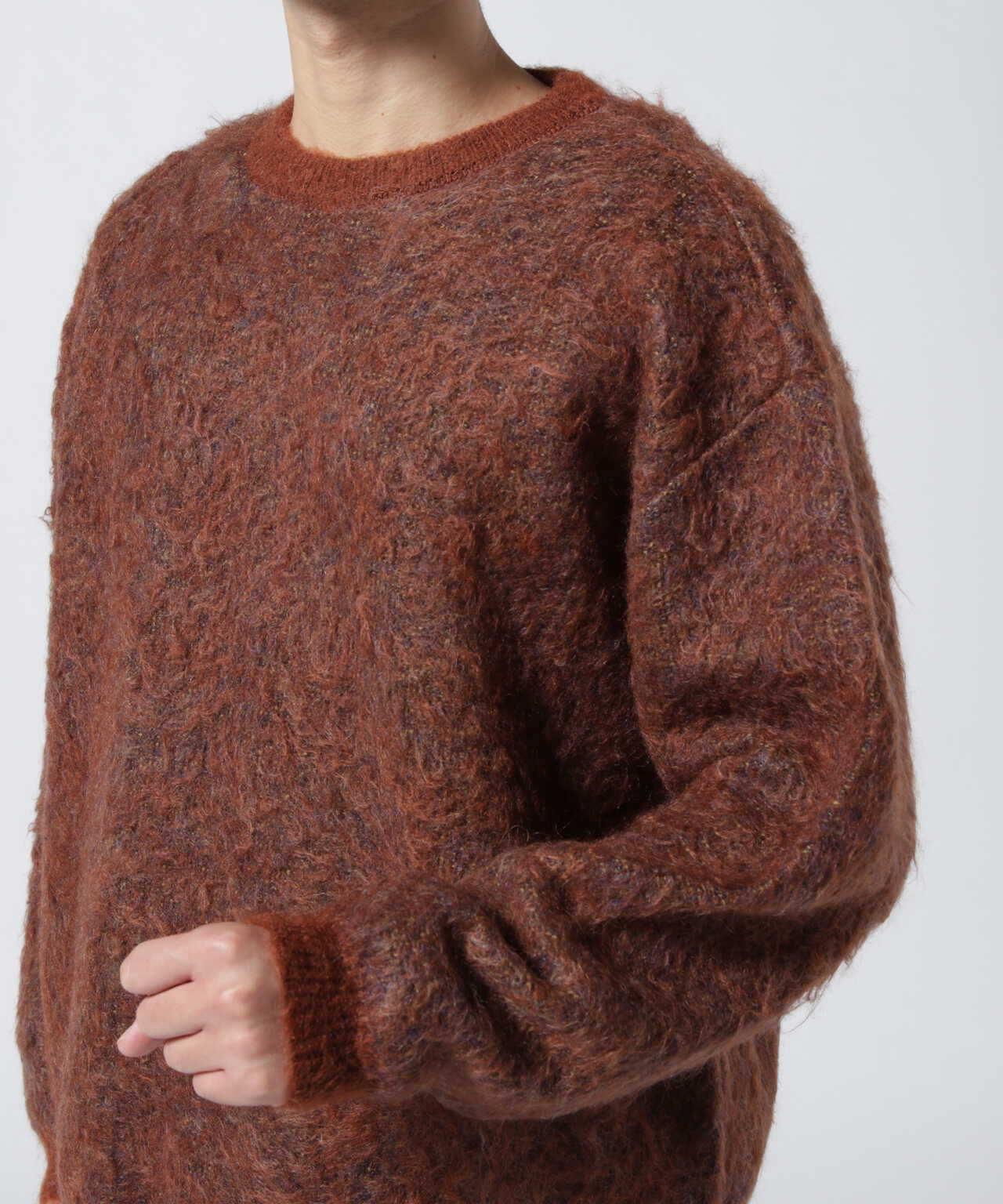 YOKE 4COLOR MIX JACQUARD MOHIAR CREWNECK