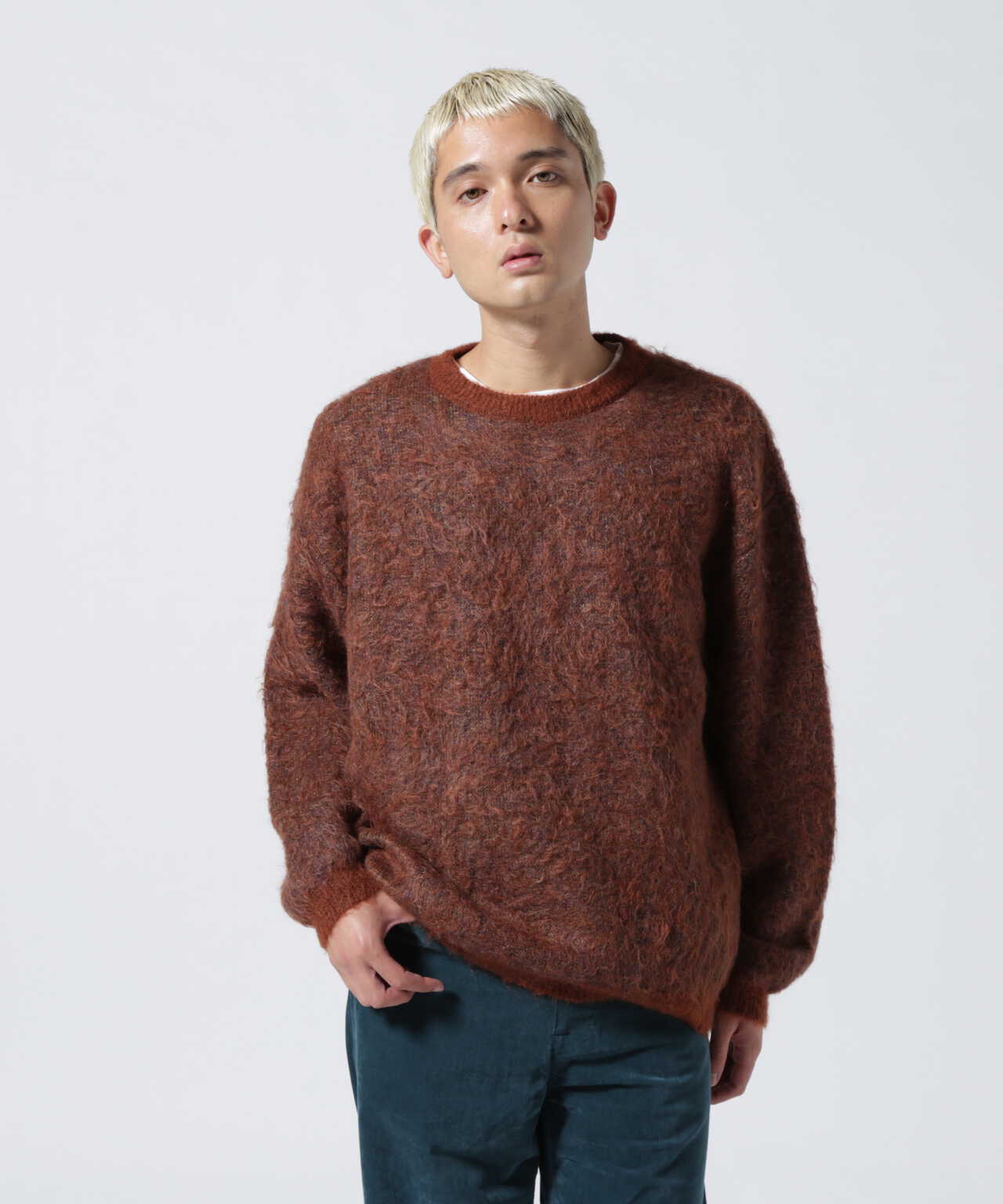 yokeYOKE 4COLOR MIX JACQUARD MOHIAR CREWNECK