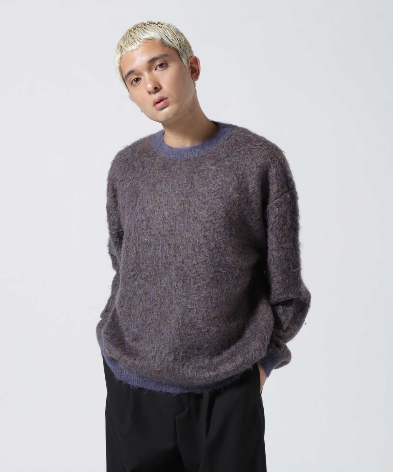 YOKE 4COLOR MIX JACQUARD MOHAIR CREWNECK www.cicc.ky