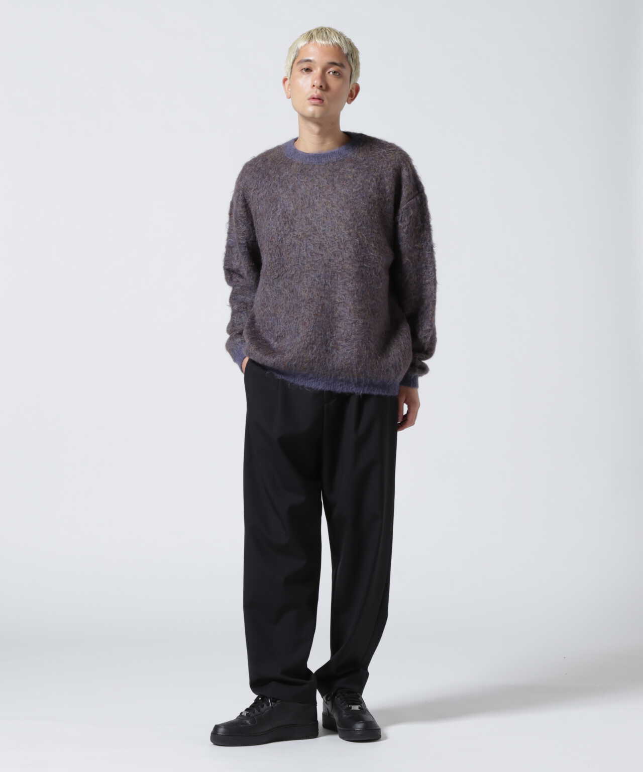 yokeYOKE 4COLOR MIX JACQUARD MOHIAR CREWNECK