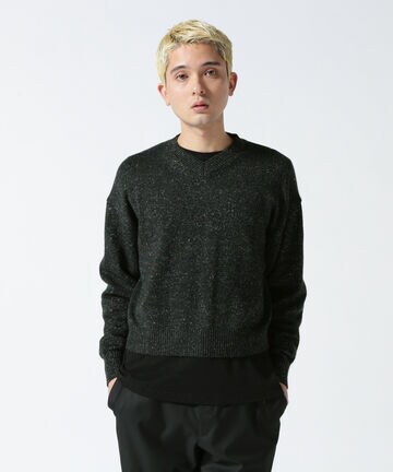 crepuscule /クレプスキュール/SHORT LENGTH LAME V-NECK KNIT