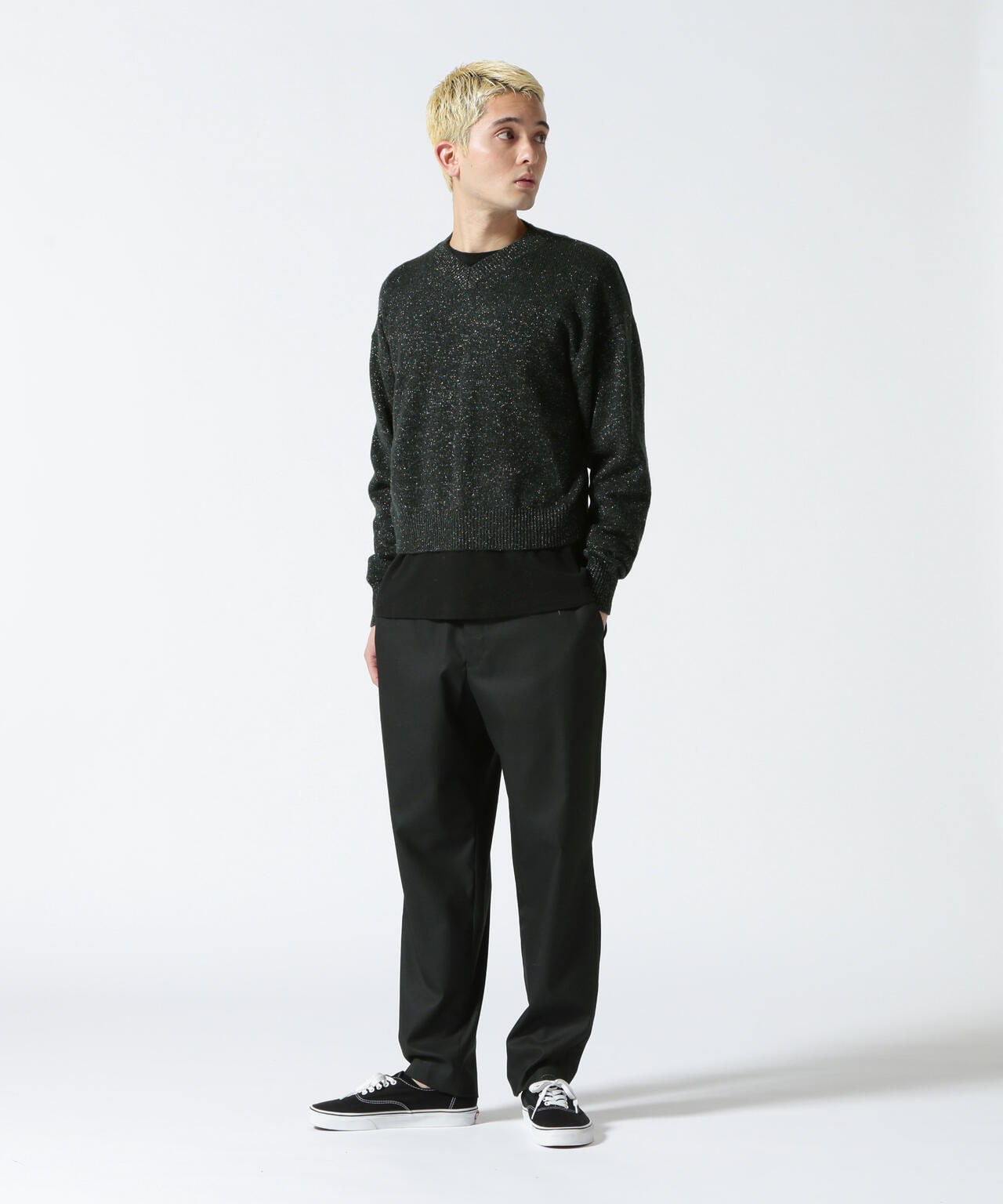 crepuscule /クレプスキュール/SHORT LENGTH LAME V-NECK KNIT