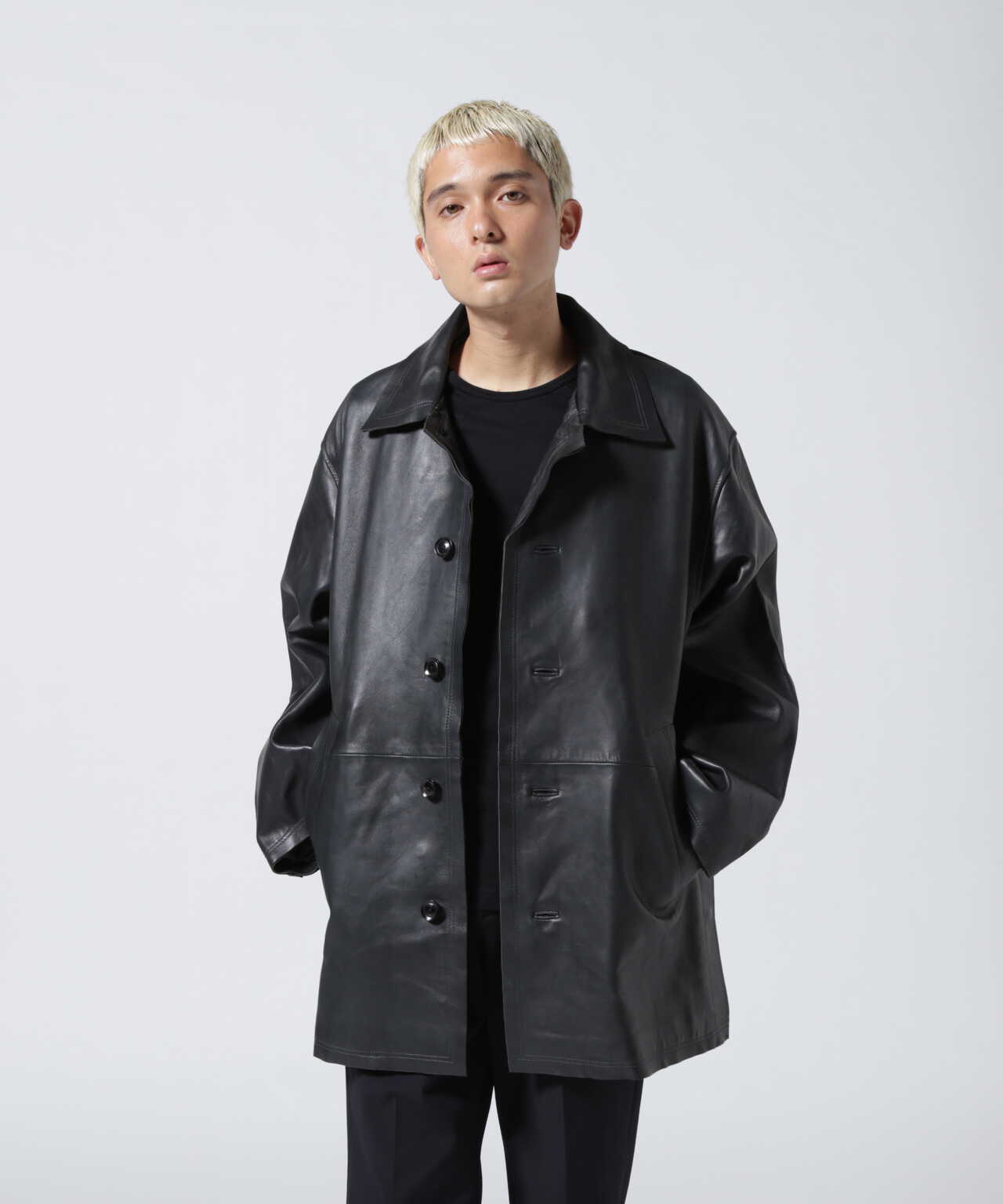 サイズ3DEEPGyoke cut-off leather car coat カーコート