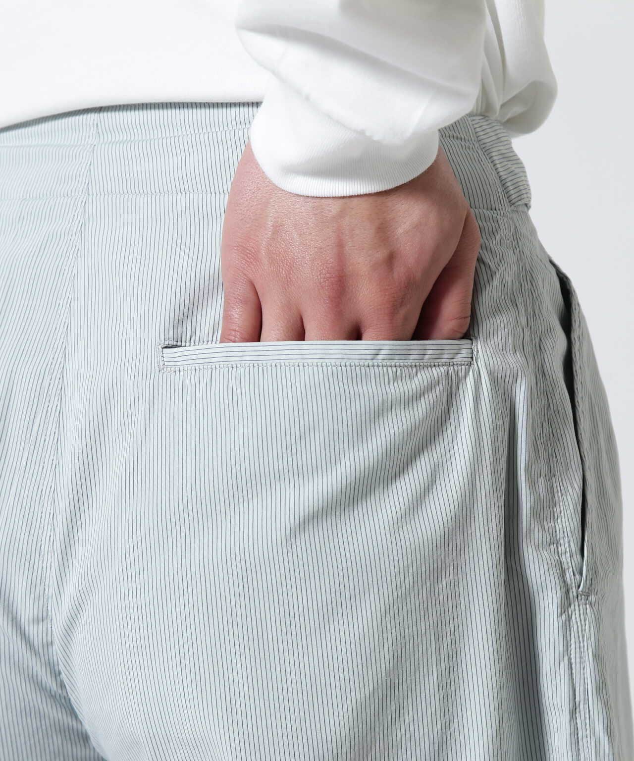 YOKE/ヨーク/Garment Dye Stripe Belted Wide Shorts