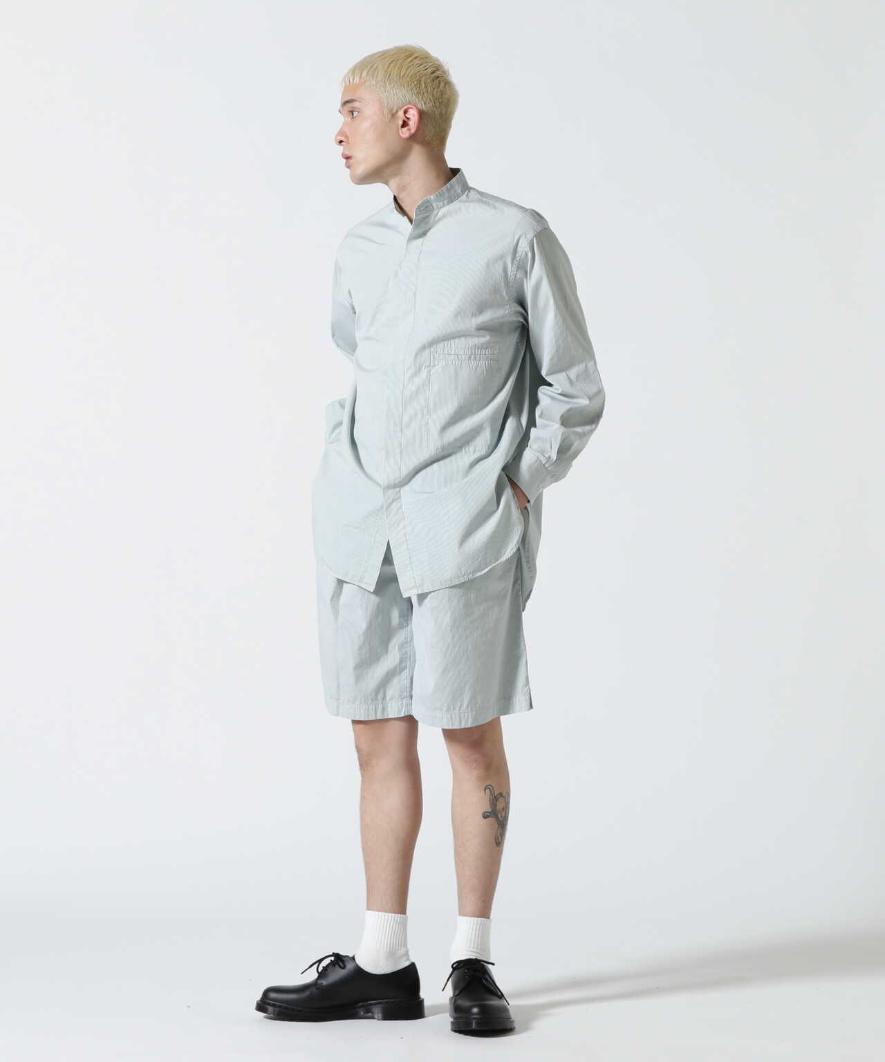 YOKE/ヨーク/Garment Dye Stripe Belted Wide Shorts