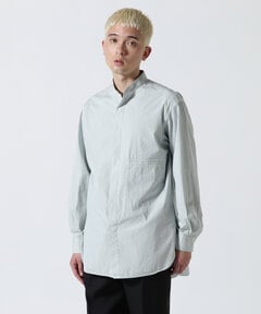 YOKE/ヨーク/Garment Dye Stripe Band Collar Shirt | GARDEN