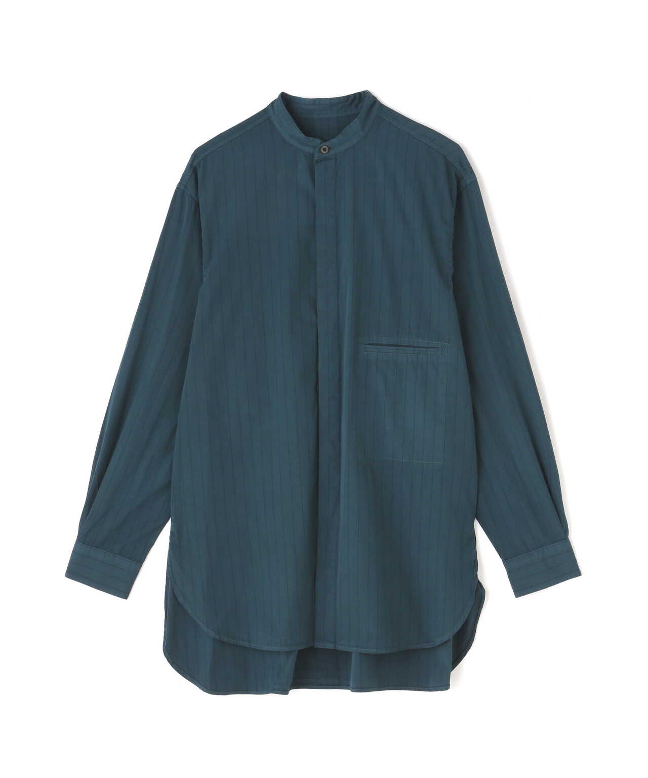 YOKE/ヨーク/Garment Dye Stripe Band Collar Shirt