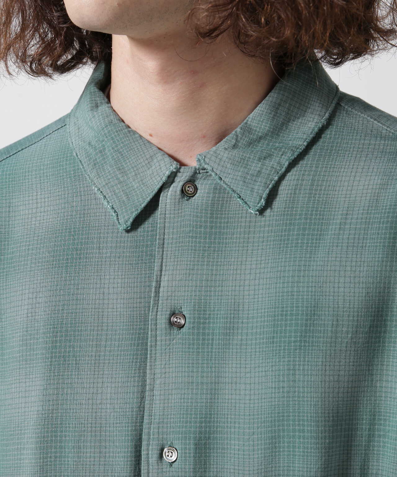 ANCELLM RAYON CHECK SHIRT(GREEN) アンセルム | gulatilaw.com