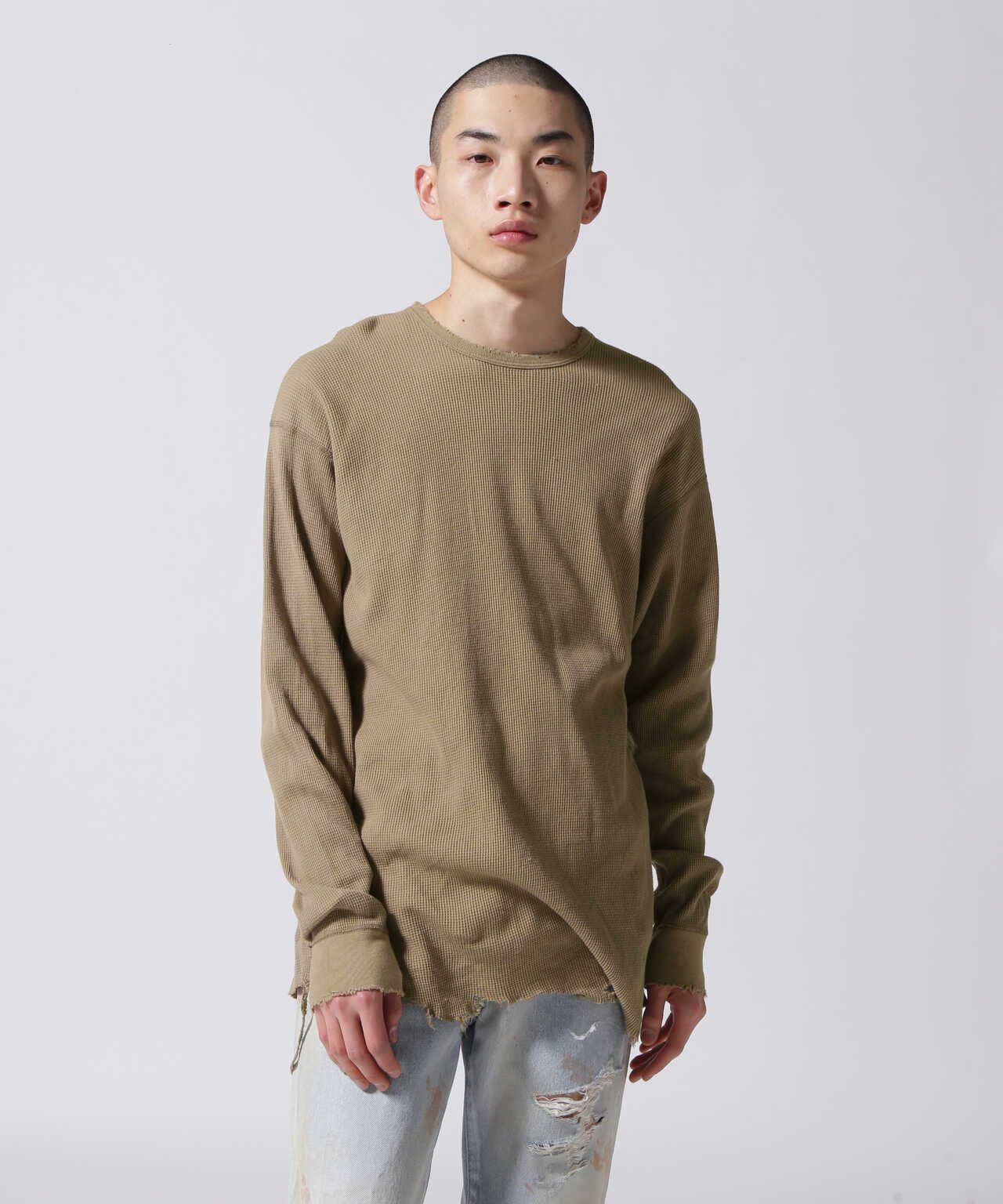 6,560円ANCELLM DAMAGE WAFFLE CREW LS T-SHIRT