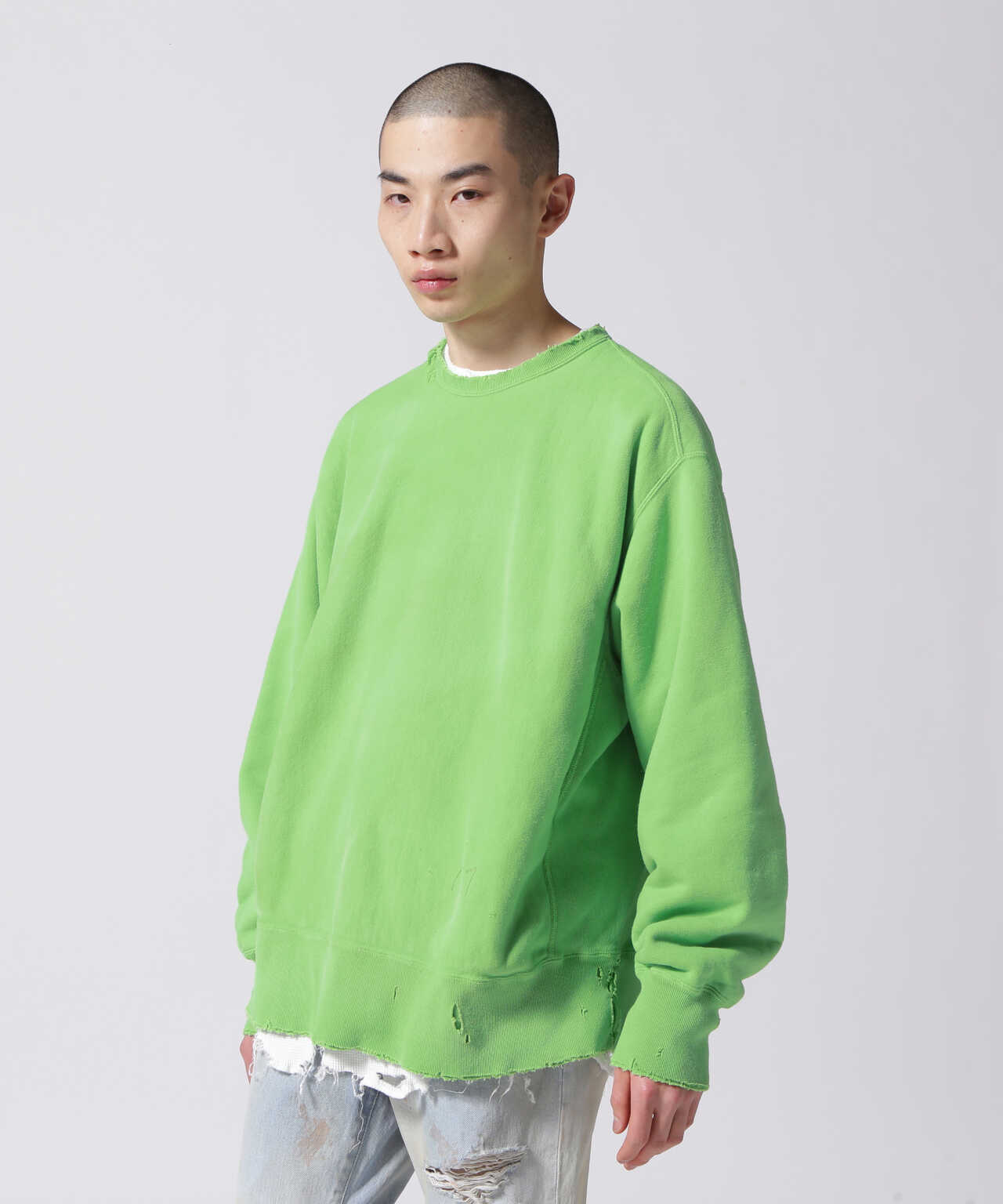 ANCELLM アンセルム DYED DAMAGE SWEAT SHIRT | labiela.com