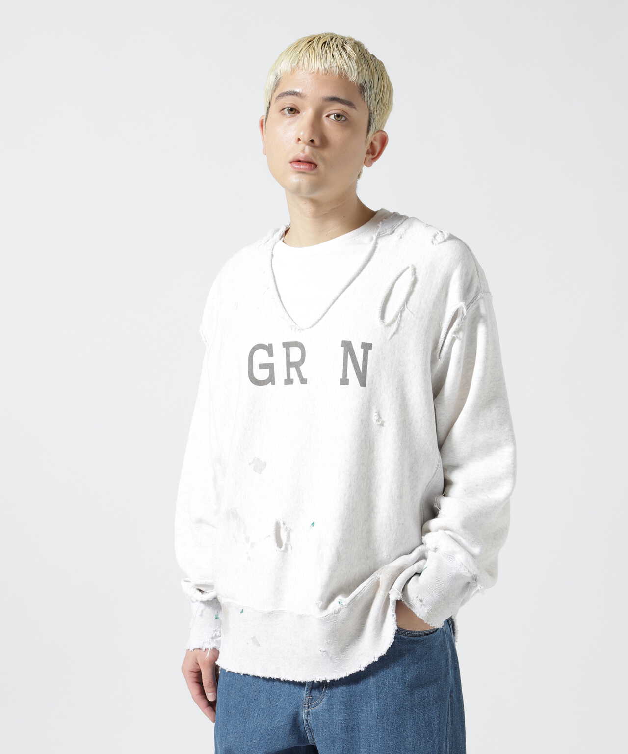 ANCELLM/アンセルム/GR N CRASH CREWNECK SWEAT SHIRT | GARDEN 