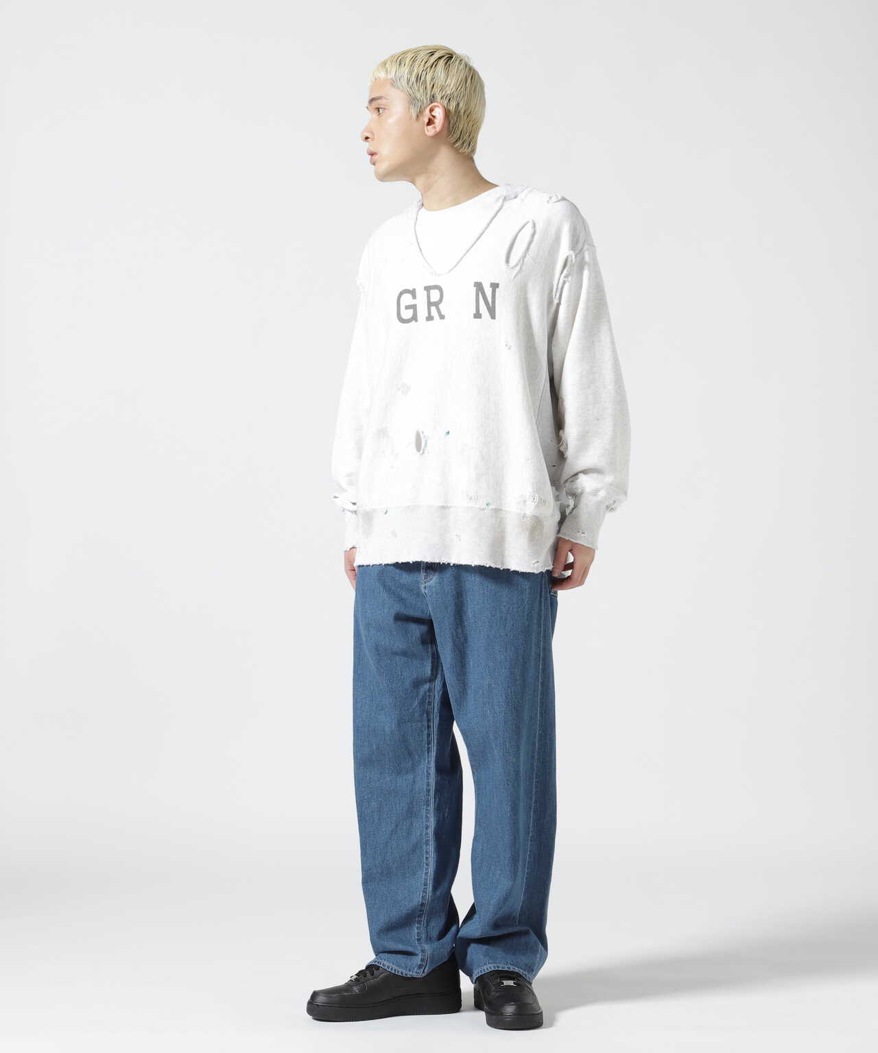 ANCELLM/アンセルム/GR N CRASH CREWNECK SWEAT SHIRT | GARDEN