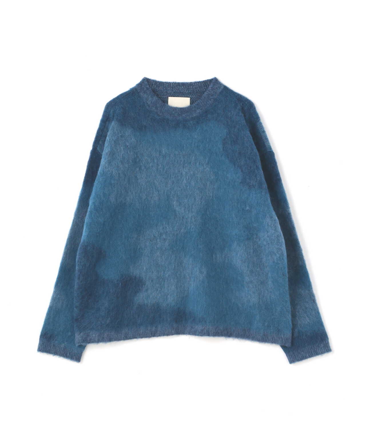 豪華 トップス blue Knit Crew Border Gradation yoke トップス 