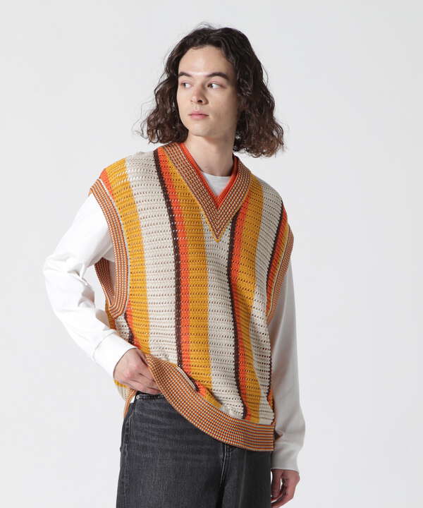 TAUPE/トープ/Multi Stripe Mesh Knit Vest（7883144205） | GARDEN