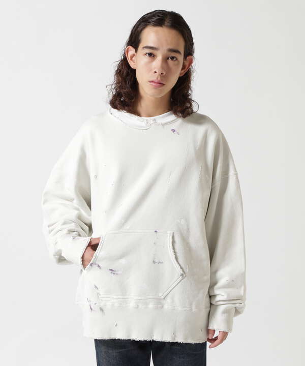 染めを施しましたANCELLM  HOODIE CUTOFF CRASH SWEAT SHIRT