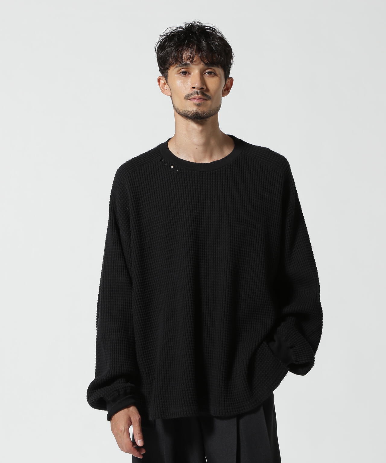 SEAL限定商品】 HEAVY DAMAGE ANCELLM トップス WAFFLE LS OVERSIZED 