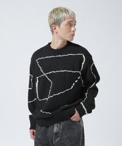 Yoke Continuous Line Embroidery Sweater