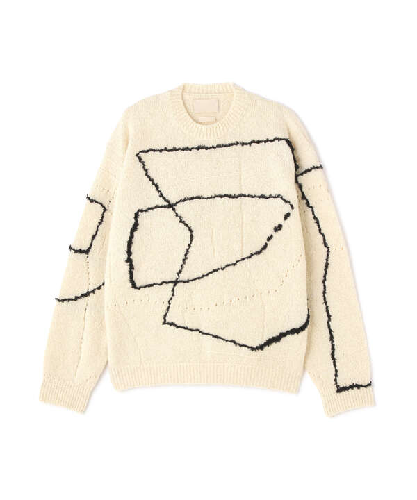 YOKE CONTINUOUS LINE EMBROIDERY SWEATERこちらの価格が限界です