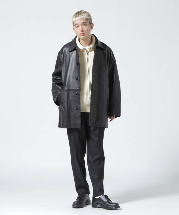 サイズ3DEEPGyoke cut-off leather car coat カーコート