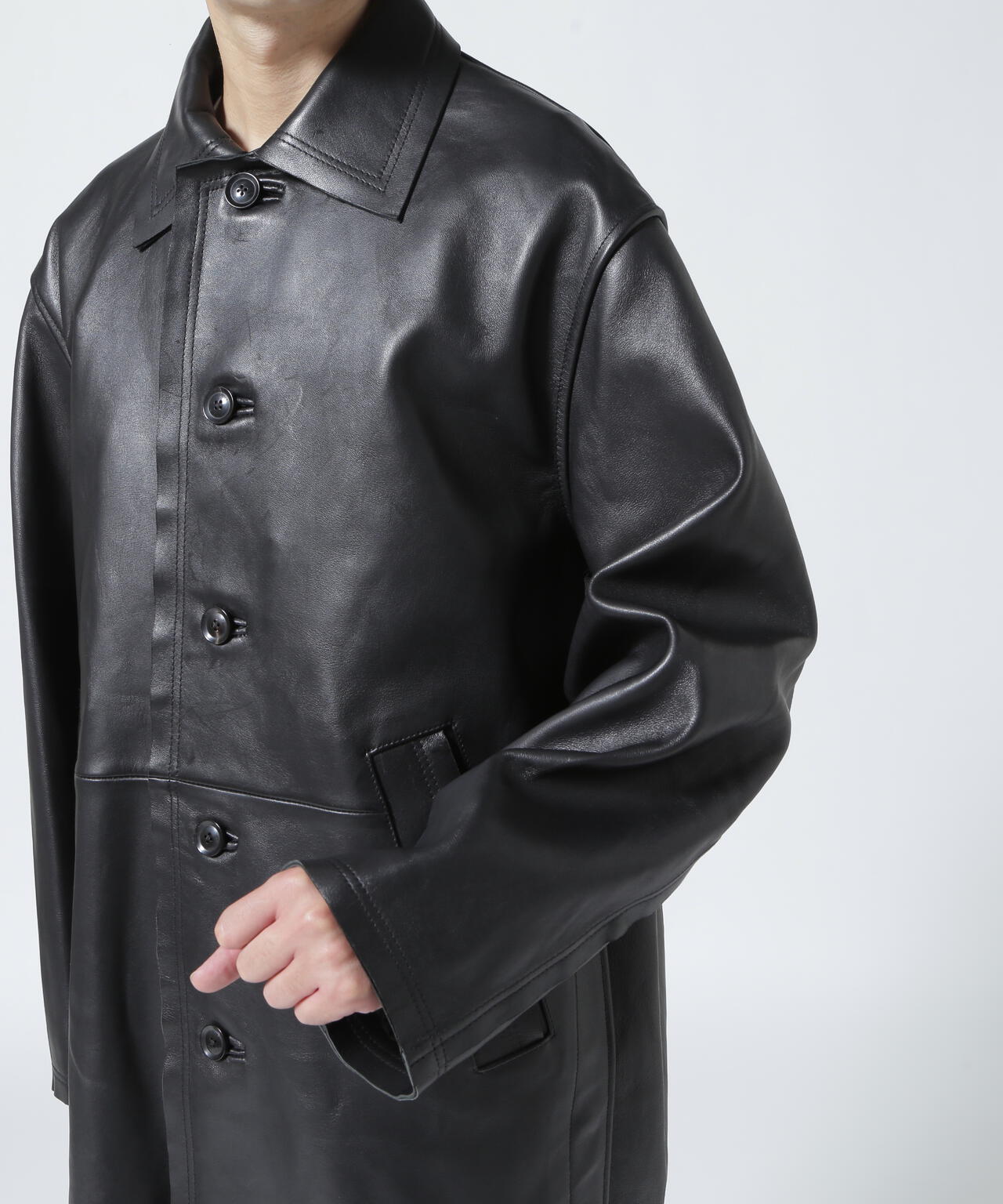 YOKE】CUT-OFF LEATHER CAR COAT - レザージャケット