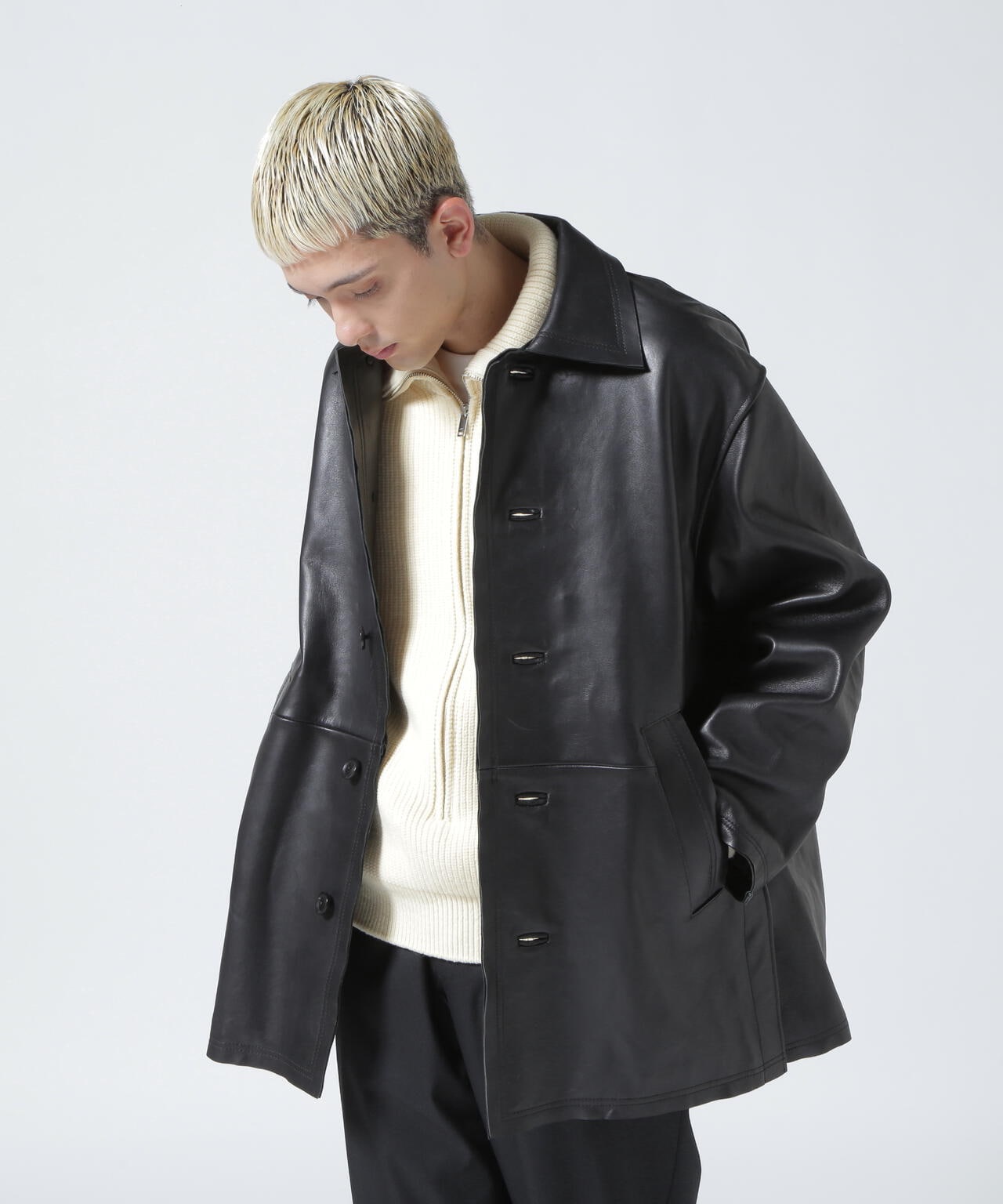 YOKE ヨーク 22AW カットオフ レザー カーコート 3 - レザージャケット