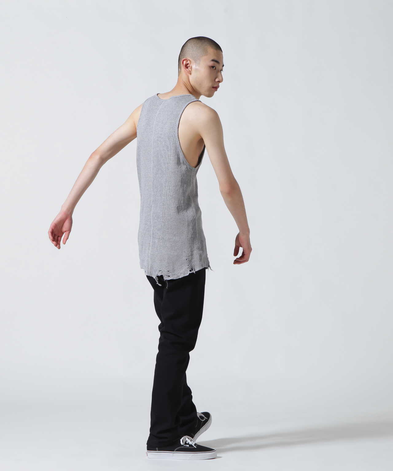 ANCELLM/アンセルム/DAMAGE WAFFLE CREW TANK TOP | GARDEN ( ガーデン