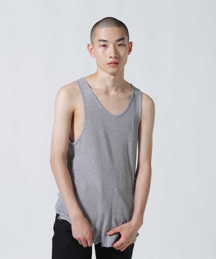 ANCELLM/アンセルム/DAMAGE WAFFLE CREW TANK TOP | GARDEN ( ガーデン 