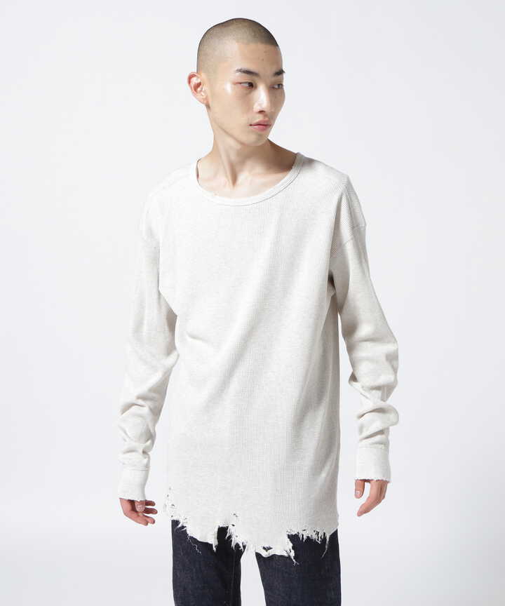 【正規品通販】ANCELLM/DAMAGE WAFFLE CREW LS T-SHIRT トップス