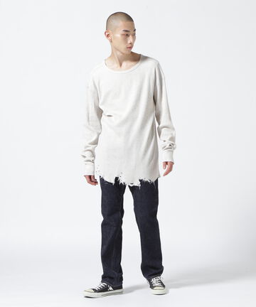 ANCELLM/アンセルム/DAMAGE WAFFLE CREW LS T-SHIRT