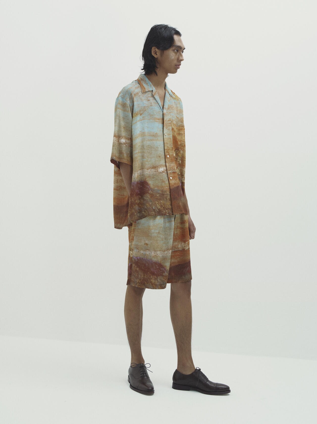 YOKE/ヨーク/LANDSCAPE PRINTED OPEN COLLAR SHIRT