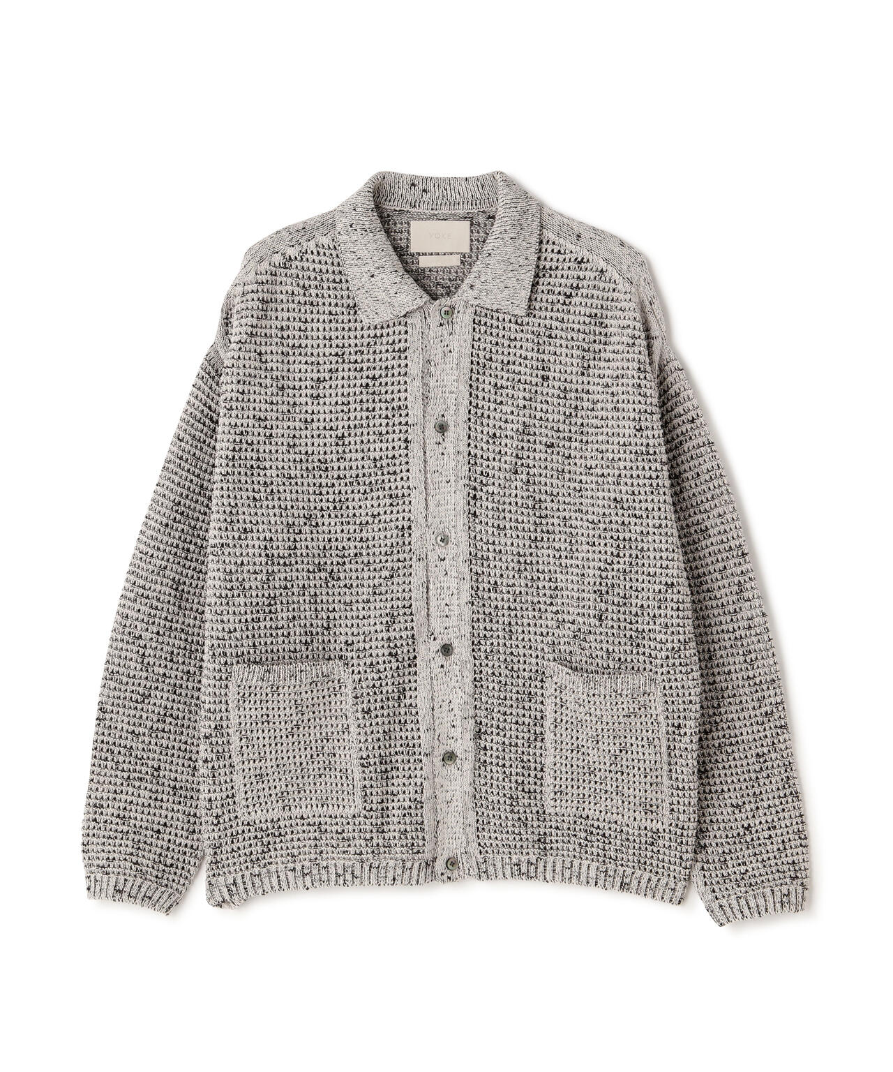 YOKEMesh Knitted Buttoned Cardigan