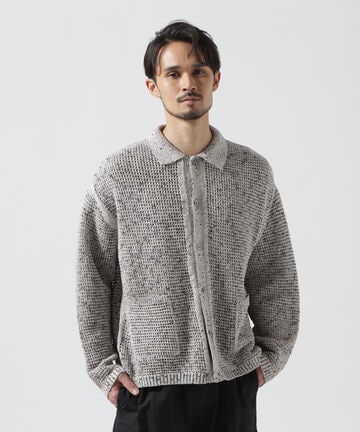 YOKE/ヨーク/MESH KNITTED BUTTONED CARDIGAN