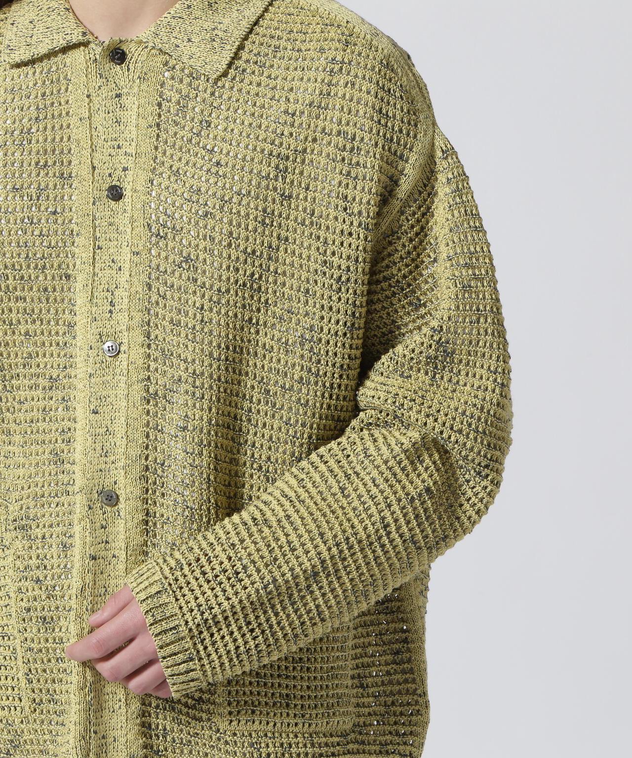 完売品】YOKE MESHED KNIT CARDIGAN - トップス